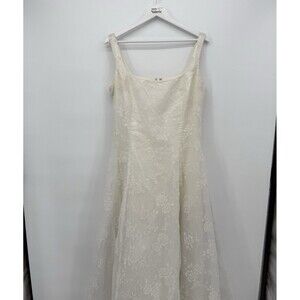 Jessica McClintock Gunne Sax Vintage Ivory Formal Floral Dress Size 13/14
